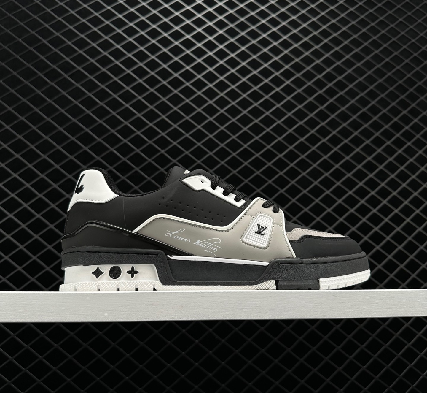 Louis Vuitton LV Trainer Black Grey White 1AAHS3 - Sleek and Stylish Footwear with Iconic Brand Appeal