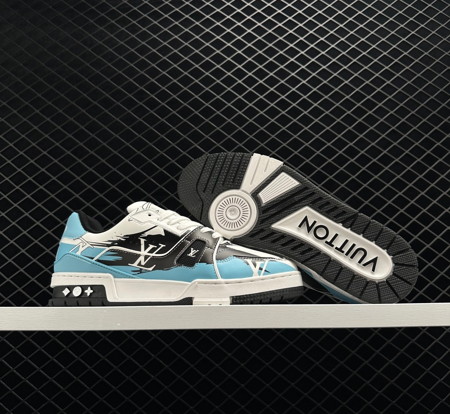 Louis Vuitton LV Trainer #54 Graphic Print White Black Blue 1AA376 - Premium Fashion Sneakers