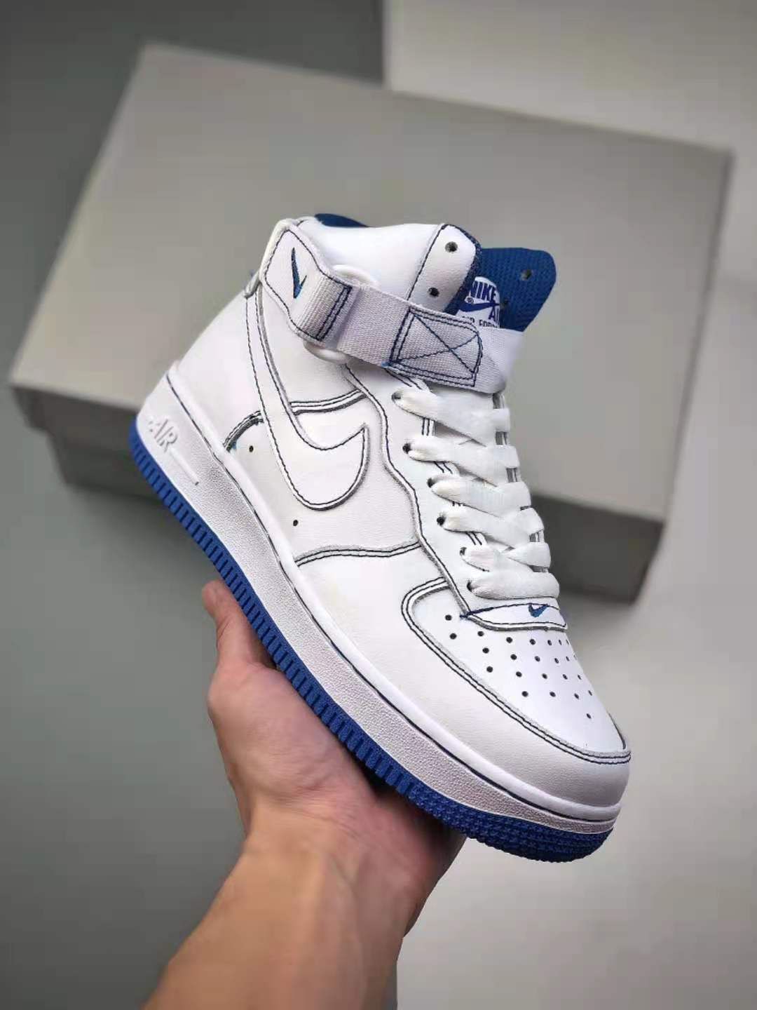 Nike Air Force 1 High White Royal Blue Contrast Stitch CV1753-101 - Classic Style and Superior Quality