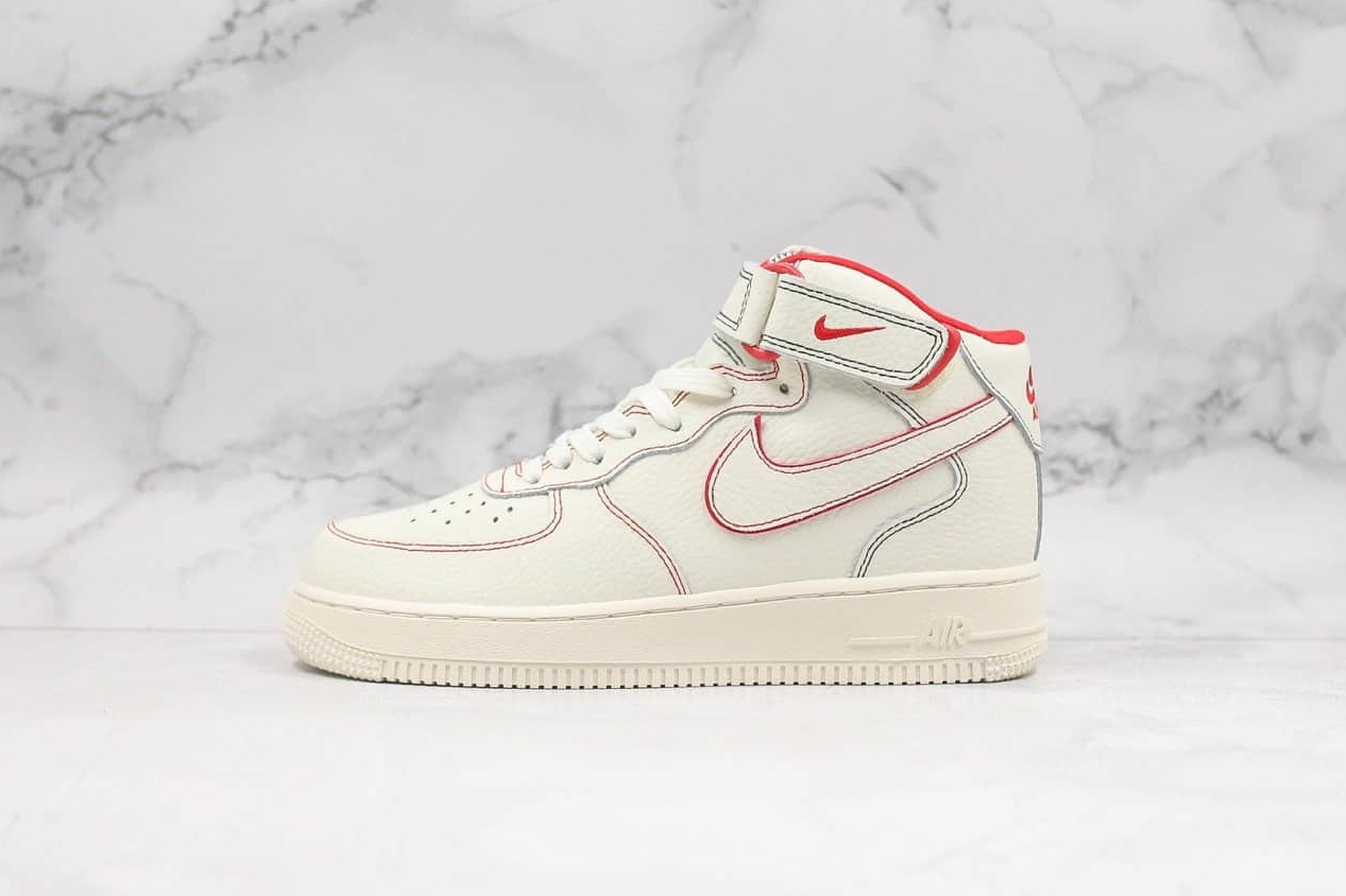 Nike Air Force 1 Mid All White Red Casual Sneakers - AO2518-226 | Stylish and Comfortable Footwear