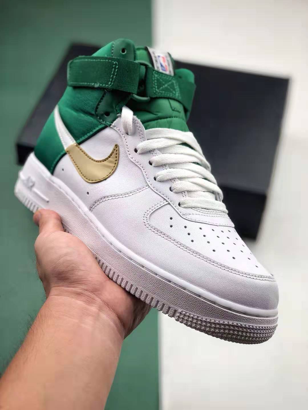 Nike NBA x Air Force 1 High Celtics White Green Gold BQ4591-100 | Exclusive Basketball Sneakers