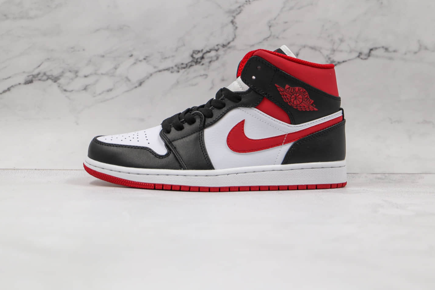 Air Jordan 1 Mid Black White Gym Red 554724-122 - Classic Style with a Bold Twist
